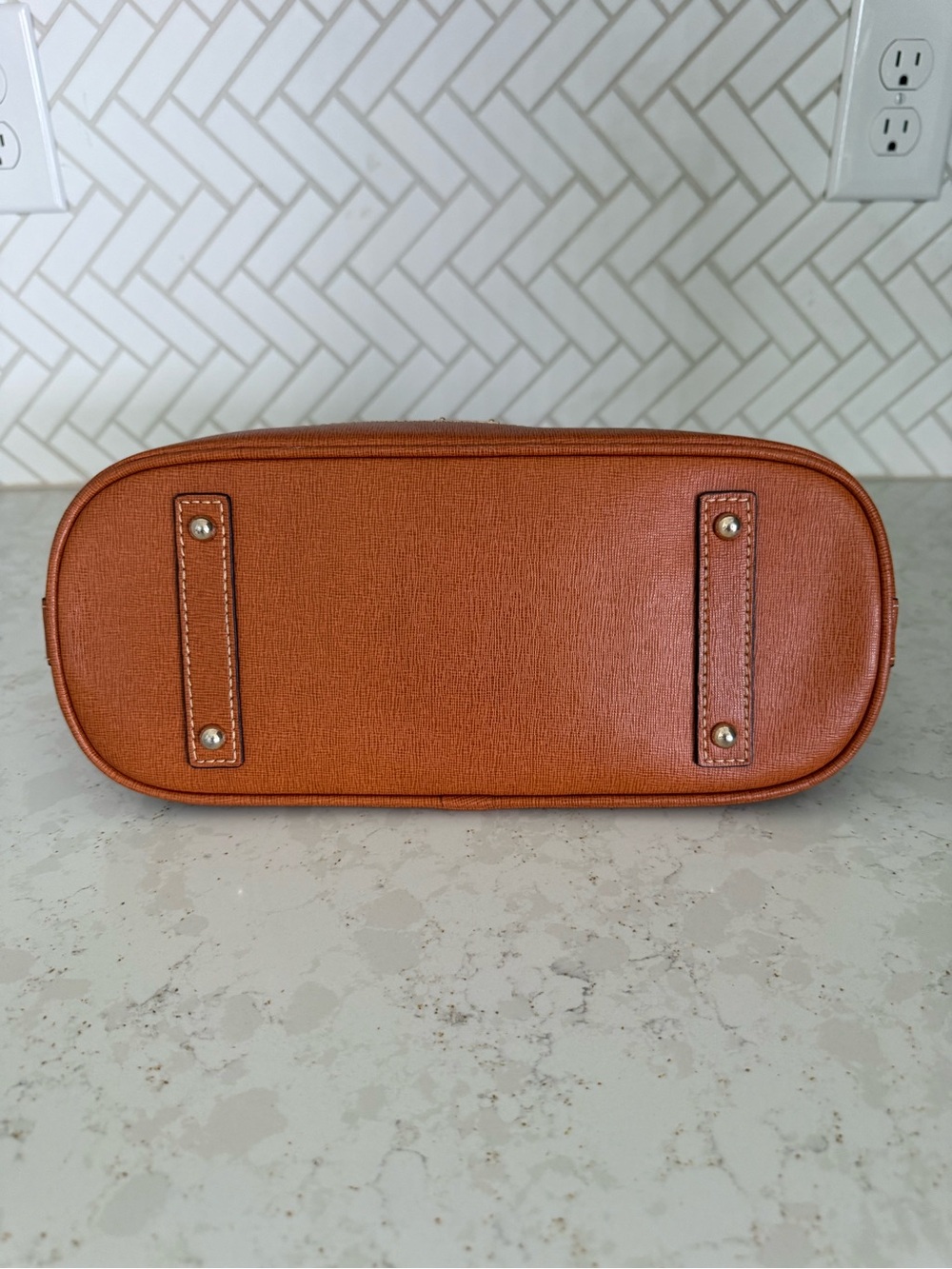 Vintage Dooney & Bourke Cedar Brown Leather Dome Satchel with Shoulder Strap - Picture 3 of 4